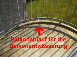 Balkonablauf fuer die Balkonentwaesserung